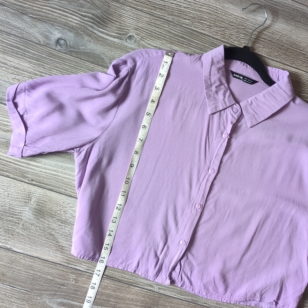 SHEIN Lavender Button-Front Cropped Shirt M - Picture 3 of 5